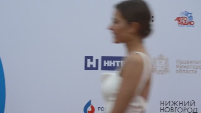 Actor Vladimir Lyubimtsev, actress Polina Yastrebova on the red carpet of the film festival