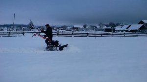 Расчистка снега мотоблоком Агат 6.5л.с