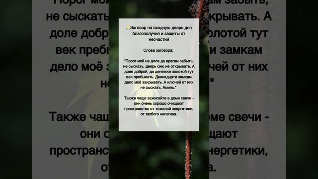 ЗАЩИТНЫЙ Заговор на дверь от НЕСЧАСТИЙ смотреть онлайн