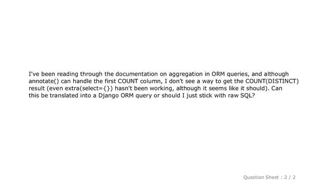 Django : Django ORM version of SQL COUNT(DISTINCT column) смотреть онлайн