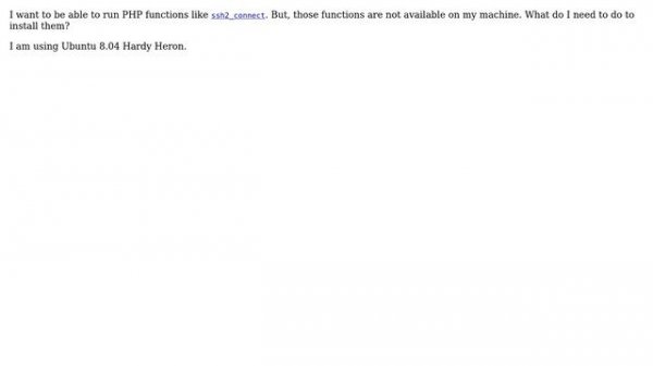 Ubuntu: How do I install the SSH2 extensions of PHP?