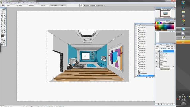 Wacom Cintiq 24HD, my interior sketch. смотреть онлайн