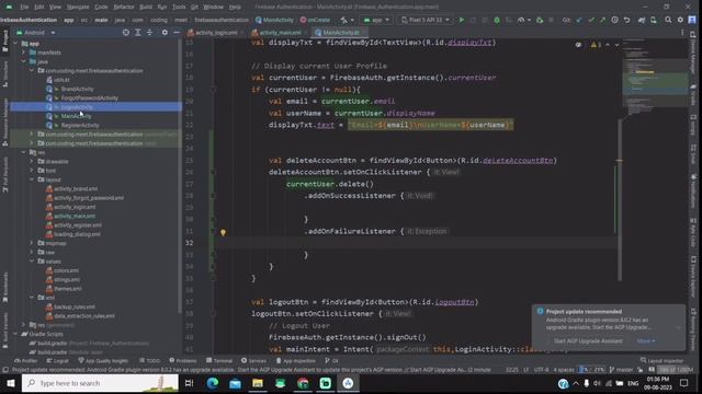 Delete Account Firebase Authentication in Android Studio Kotlin смотреть онлайн