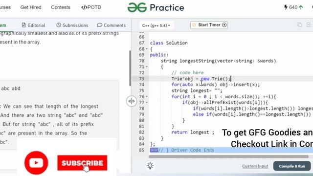 Find The Longest String | GfG POTD | #gfg #gfgpotd #problemoftheday #geeksforgeeks #gfgpractice смотреть онлайн