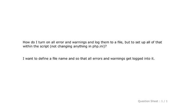 PHP : How do I log errors and warnings into a file? смотреть онлайн