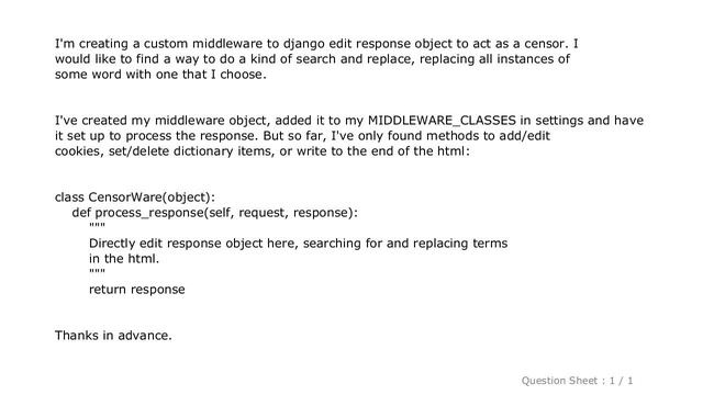 HTML : Django Middleware - How to edit the HTML of a Django Response object? смотреть онлайн