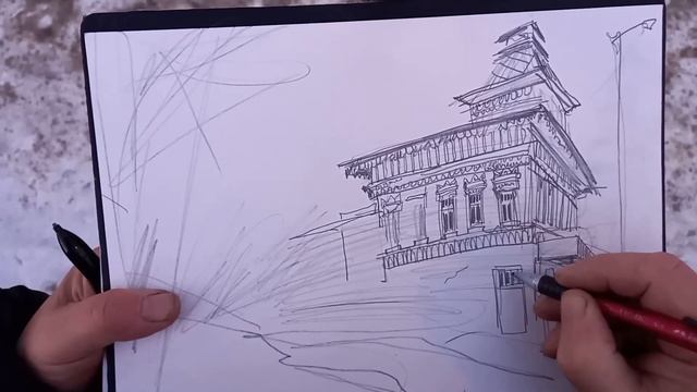 Городские зарисовки карандашом Пленэр и портрет с натуры UrbanSketching Real Time Drawing And Study
