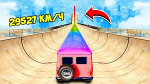 СПУСК БЕЗ ТОРМОЗОВ НА САМОМ ДЛИННОМ ЛИМУЗИНЕ УАЗ БУХАНКА ПО ТРАМПЛИНУ  ГТА 5 МОДЫ РАЙЛЮХА