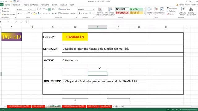 Función GAMMA.LN Excel 2013: 197 de 448 HD смотреть онлайн