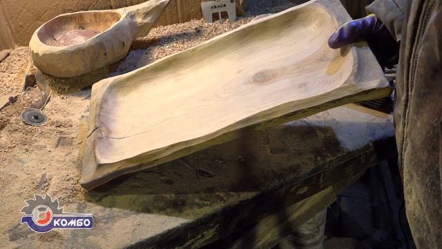 Шлифование блюда из дерева - Интерскол УПМ-150/1200Э, резиновая опорная тарелка, щетка Де-Теро смотреть онлайн