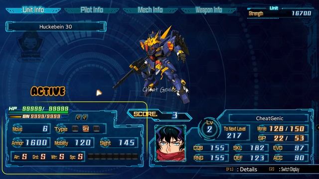 Super Robot Wars 30 Cheats