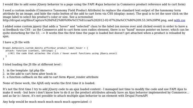 Drupal: Attach jQuery behavior to AJAX loaded content смотреть онлайн