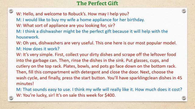 [Unit 2.7] The Perfect Gift - Listening English Through Dictation смотреть онлайн