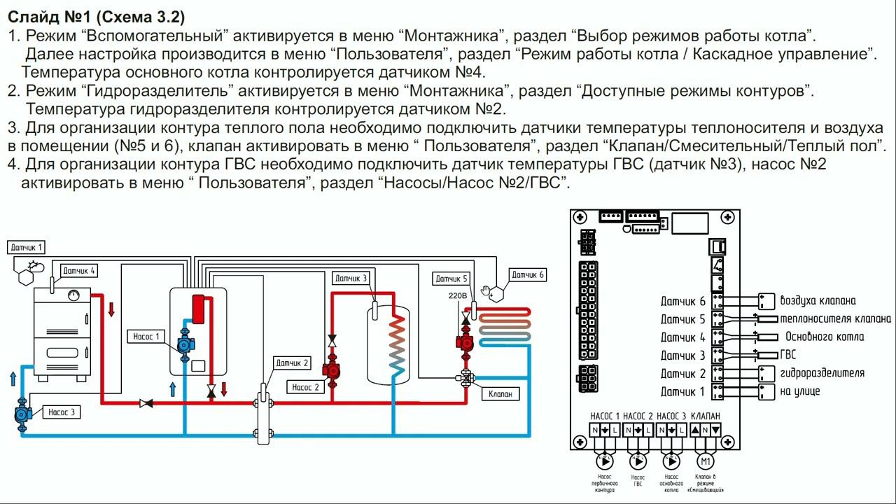 Гидравлические схемы отопления 3.2 3.3 совместной работы 2х котлов с гидроразделителем смотреть онлайн