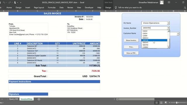 Browse & View Customers Sales Invoice Print PDF - Oracle Receivables смотреть онлайн