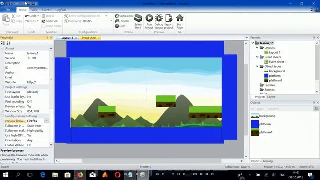 1 урок Construct 2. Знакомство с Construct 2.