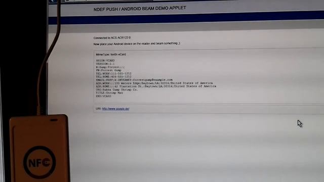 NDEF Java Applet reading Android Beam messages смотреть онлайн