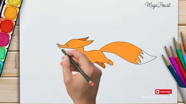 How to draw a fox running step by step with Magic Pencil Drawings смотреть онлайн
