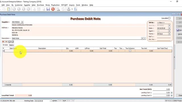 SQL Accounting Software Tutorial 014 Purchase Debit Note смотреть онлайн