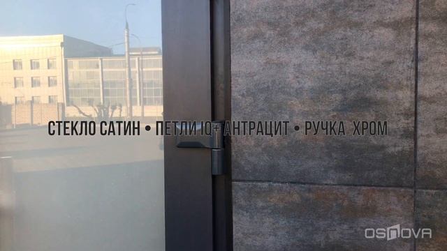 Двери штульповые входные антрацит, стекло сатин, петли IQ plus, профиль WDS 60, WDS 5S смотреть онлайн