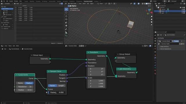 Object that follows a curve (Geometry Nodes, Blender) смотреть онлайн