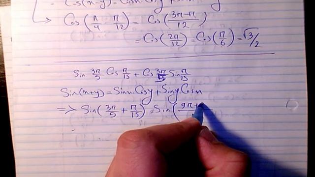 sin(3pi/5).cos(pi/15)+cos(3pi/5).sin(pi/15) - Compound Angles Trigonometry смотреть онлайн