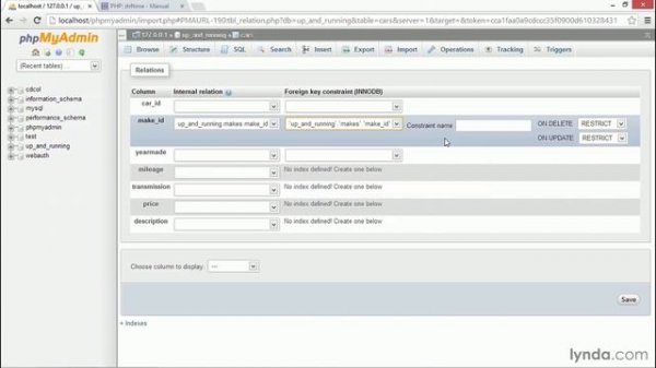 PHP Tutorial - Setting up a foreign key constraint in phpMyAdmin