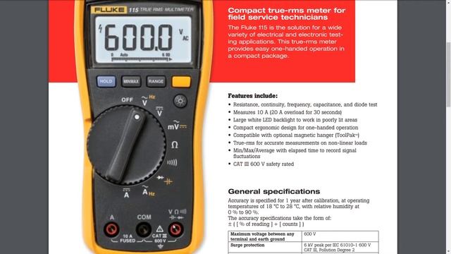 243-104-MO Description du multimètre Fluke 115 смотреть онлайн