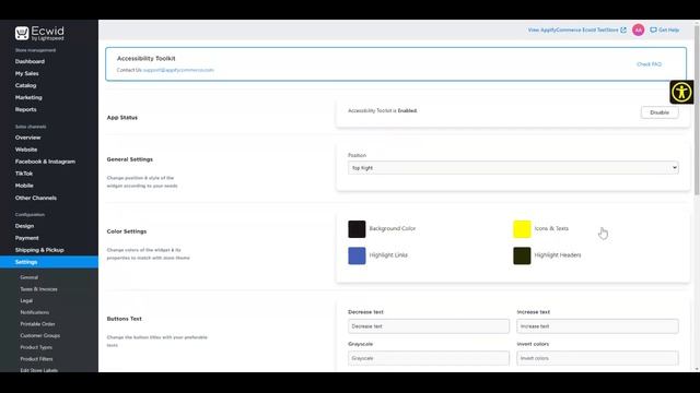 Color Setting In Accessibility Toolkit (Ecwid) #ecwidpartner #ecwid смотреть онлайн