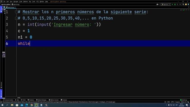 Mostrar los n primeros números de la siguiente serie: 0,5,10,15,20,25,30,35,40,... en Python смотреть онлайн