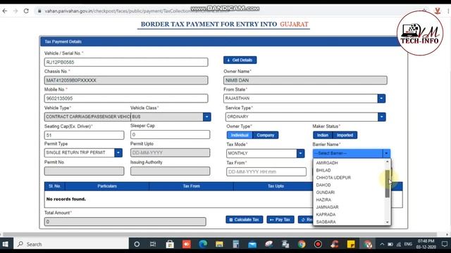 Border Tax Pay online proses 2023 || RTO check Post Tax kese Bhare online смотреть онлайн