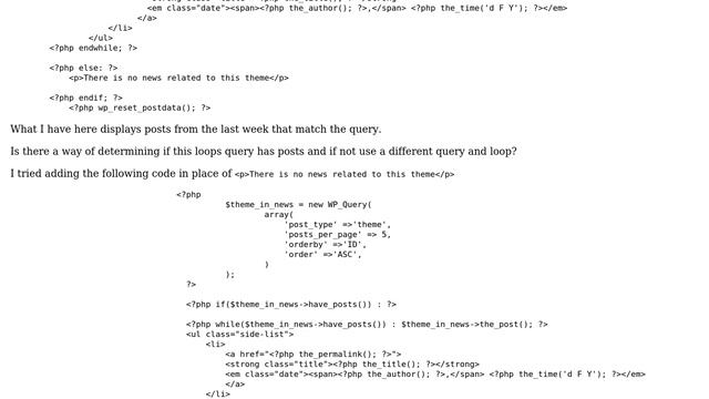 Wordpress: If have posts a week old, display, else display a different loop смотреть онлайн
