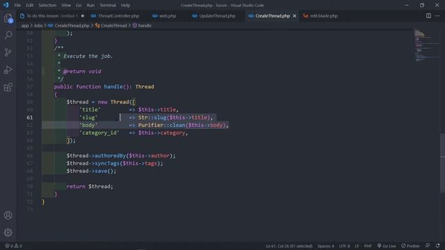 Create a forum with Laravel 8 | Create Update Thread job | Part 33 смотреть онлайн