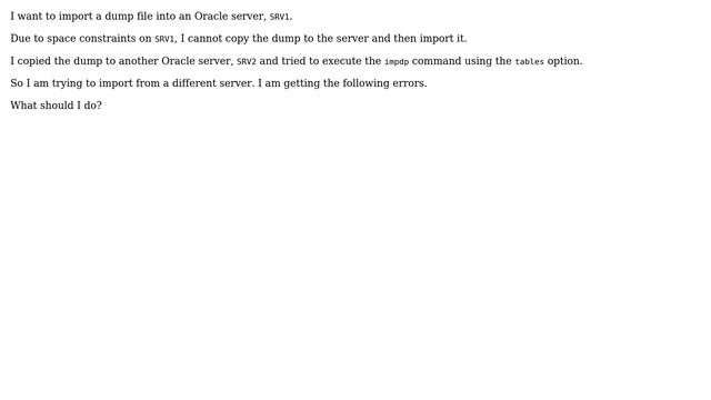 Databases: Import an Oracle dump file using a second server смотреть онлайн