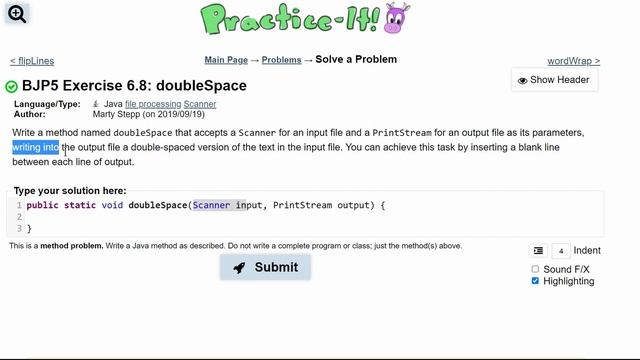 Java Practice It || 6.8 doubleSpace || file processing, scanner, while loop, Print Stream смотреть онлайн