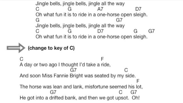 Jingle Bells, Key of G, then C. смотреть онлайн