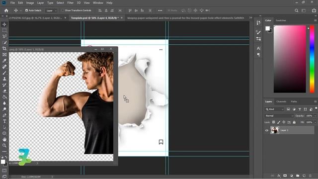 Edit Photo 3D Instagram Paper Torn Style - Tutorial Photoshop CC 2019 смотреть онлайн