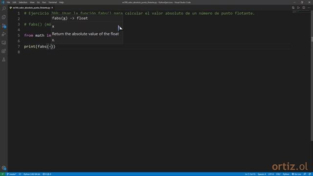Python - Ejercicio 769: Usar la Función fabs() para Calcular el Valor Absoluto de un Número Float смотреть онлайн