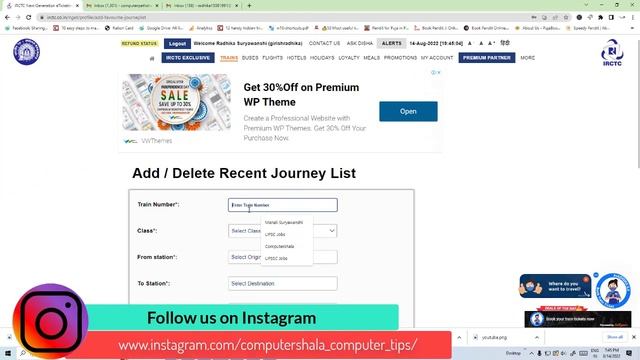 How To Create Favourite Journey List In IRCTC | How To Add/Delete Recent Journey List In IRCTC 2022 смотреть онлайн