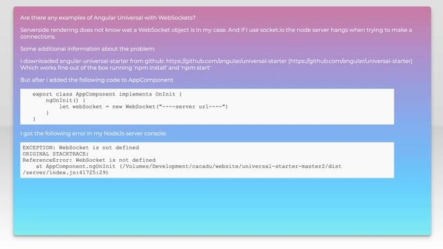 Angular Universal server rendering WebSocket смотреть онлайн