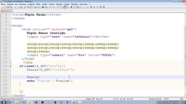 Php Text'e Klavyeden Girilen Uzunluk Değerine Göre Küpün Hacmini Hesaplama смотреть онлайн