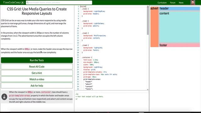 Free Code Camp 2019 Responsive Web Design Certification - CSS Grid Lesson 5 смотреть онлайн
