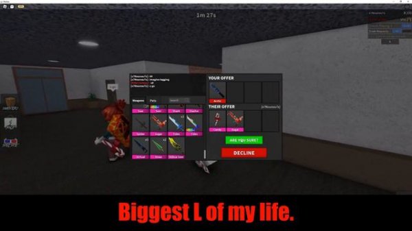 Trading swirly blade away + trading makeshift (mm2 trades)