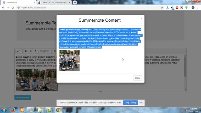 Laravel wysiwyg editor working example смотреть онлайн