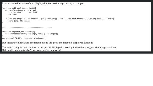 Wordpress: Featured image with link to post shortcode, image displaying above the post смотреть онлайн
