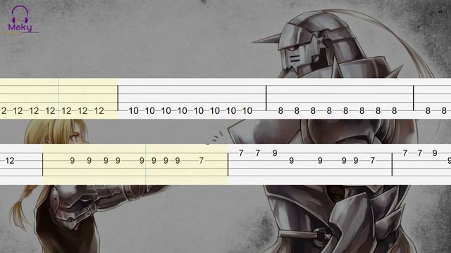 Fullmetal Alchemist Brotherhood - OP1 Again [Bass Tabs Tutorial] смотреть онлайн