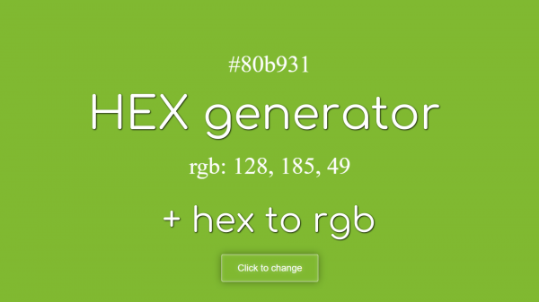 Генератор рандомных HEX цветов | Random HEX color generator | html css javascript