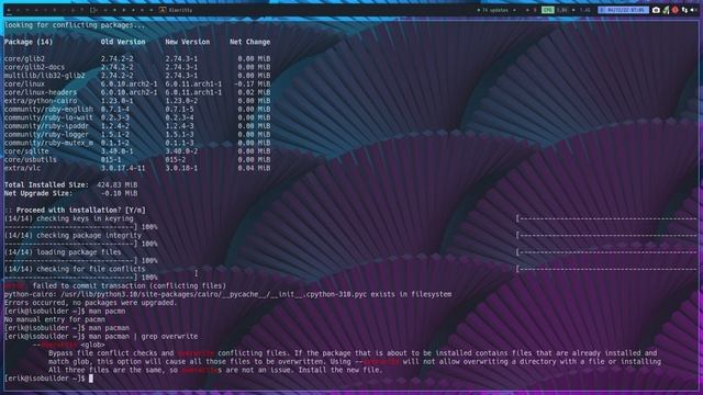 ArcoLinux : 3156 Pacman update - conflicting files - python cairo - what to do? - fix смотреть онлайн