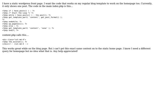 Wordpress: Wordpress loop not working on static front page смотреть онлайн