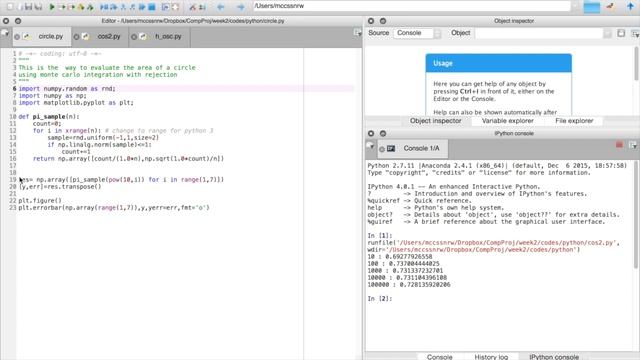 Area of a circle-Monte Carlo integration using python смотреть онлайн